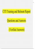 CITI Training and Belmont Report questions and answers latest 2023 - 2024 [100% correct answers]
