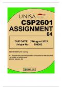 CSP2601 ASSIGNMENT 04 DUE 29AUGUST2023