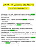 CPHQ Test  questions and answers latest 2023 - 2024 [100% correct answers]