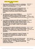 Basic Math Ability Exam A Relias 1. The physician has written an order for a medication, 3,000 units to be given SQ. You have on hand 5,000 units/mL. You will administer _______mL.- : 3000/5000 *1 = 0.6mL 2. The surgeon orders for 75 mg of a medication to