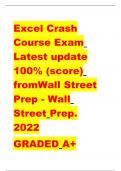 Excel Crash Course Exam from Wall Street Prep Questions And Answers (FINANCE 4201) LATEST UPDATE 2023/2024