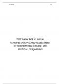 TEST BANK FOR CLINICAL MANIFESTATIONS AND ASSESSMENT OF RESPIRATORY DISEASE, 6TH EDITION: DES JARDINS