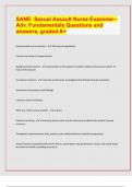 SANE: Sexual Assault Nurse Examiner--Adv. Fundamentals Questions and answers, graded A+