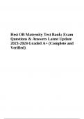Hesi OB Maternity Exam Questions With Answers Latest Update 2023-2024 Graded A+