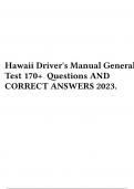 Hawaii Driver's Manual General Test 170+ Questions AND CORRECT ANSWERS 2023.