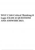 WGU C168-Critical Thinking & Logic EXAM 45 QUESTIONS AND ANSWERS 2023.