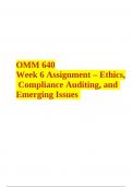 OMM 640 Week 6 Assignment – Ethics, Compliance Auditing, and Emerging Issues 