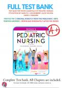 Test Bank For Wong's Essentials of Pediatric Nursing 11th Edition by Marilyn J. Hockenberry; David Wilson; Cheryl C Rodgers |9780323624190 |2022/2023 | Chapter 1-31| Complete Questions and Answers A+