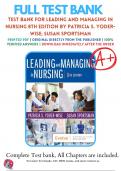 Test Bank For Leading and Managing in Nursing 8th Edition By Patricia S. Yoder-Wise; Susan Sportsman ( 2023 - 2024 ) / 9780323792066 / Chapter 1- 25 / Complete Questions and Answers A+ 