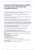 Swedish COPE Health Scholars Written Test Study Guide 2023-2024 with Complete Solutions