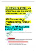 NURSING 2239 ati- pharmacology-proctored- 2019-retake-1-exam          ATI Pharmacology  Proctored 2019 Retake 1 Exam  REAL EXAM 2023/2024 LATEST RETAKE  1.	A nurse is caring for a client who has breast cancer and reports pain 1 hr after administration of 
