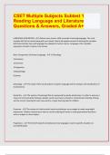 CSET Multiple Subjects Subtest 1 Reading Language and Literature Questions & Answers, Graded A+