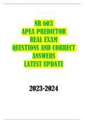 NR 603  APEA PREDICTOR  REAL EXAM  QUESTIONS AND CORRECT  ANSWERS  LATEST UPDATE 2023-2024