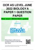 OCR AS LEVEL JUNE 2022 BIOLOGYA PAPER 1 QUESTION PAPER Real exam 20232/2024 update written by DEMAN