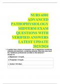 NURS 6501  ADVANCED  PATHOPHYSIOLOGY  MIDTERM EXAM  QUESTIONS WITH  VERIFIED ANSWERS  LATEST UPDATE  2023/2024