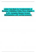 Latest Test Bank for Fundamentals of Nursing 11th Edition Potter Perry Chapter 1 to 50  Complete  Newest Version 2023(question with verified answers) 