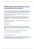 ACRP CCRA/CCRC Certification Exam prep Questions and Answers