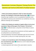 Humanitarian Assistance Response Training Practice Test questions and answers latest 2023 - 2024 [100% correct answers]