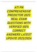 ATI PN  COMPREHENSIVE PREDICTOR 2023  REAL EXAM QUESTIONS WITH  VERIFIED 100%  CORRECT  ANSWERS LATEST  UPDATE 2023/2024