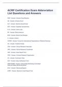 ACRP Certification Exam Abbreviation List Questions and Answers