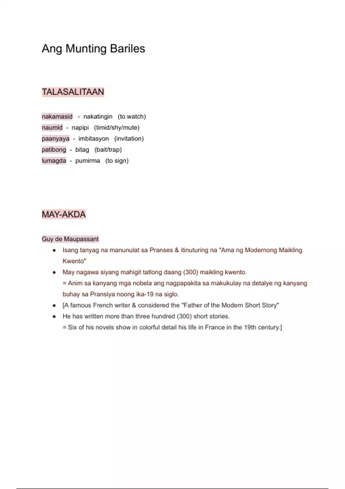 Ang Munting Bariles (with English Translation) - Filipino Study Guide -  Filipino Literature - Stuvia US