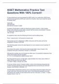 HiSET Mathematics Practice Test Questions With 100% Correct!!