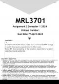 MRL3701 Assignment 2 (ANSWERS) Semester 1 2024 - DISTINCTION GUARANTEED