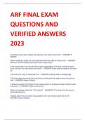 ARF FINAL EXAM  QUESTIONS AND  VERIFIED ANSWERS  202