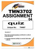 TMN3702 ASSIGNMENT 4 QUIZ DUE 21 AUGUST 2023