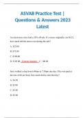 BUNDLE for ASVAB PICAT Questions and Answers Graded A+ | ASVAB practice test 1 Latest 2024 