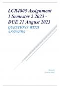 LCR4805 Assignment 1 Semester 2 2023 - DUE 21 August 2023