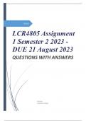 LCR4805 Assignment 1 Semester 2 2023 - DUE 21 August 2023