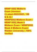 NRNP 6552/NRNP6552 ADVANCED NURSE PRACTICE IN REPRODUCTIVE HEALTH CARE MIDTERM EXAM LATEST UPDATE 2022-2023 | QUESTIONS AND CORRECT ANSWERS