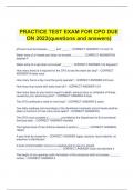 PRACTICE TEST EXAM FOR CPO DUE  ON 2023(questions and answers)