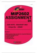 MIP2602 ASSIGNMENT 04 DUE25AUGUST2023