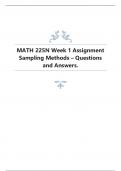 MATH 225N Week 1 Assignment Sampling Methods – Questions and Answers.