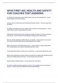 NFHS FIRST AID, HEALTH AND SAFETY FOR COACHES TEST ANSWERS|UPDATED&VERIFIED|100% SOLVED|GUARANTEED SUCCESS