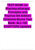 TEST BANK for Pharmacotherapy Principles and Practice 5th Edition Chisholm-Burns Test Bank. ALL 102 CHAPTERS. Updated 2023