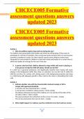 CHCECE005 Formative assessment questions answers updated 2023
