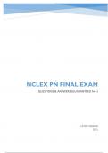 NCLEX PN FINAL EXAM | QUESTIONS & ANSWERS (GUARANTEED A++) LATEST VERSION 2023