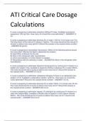 ATI Critical Care Dosage  Calculations