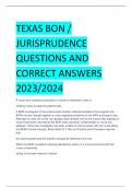 TEXAS BON /  JURISPRUDENCE  QUESTIONS AND  CORRECT ANSWERS  2023/2024