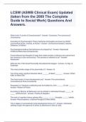 LCSW (ASWB Clinical Exam) Updated (taken from the 2009 The Complete Guide to Social Work) Questions And Answers.