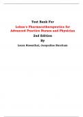 Test Bank For Lehne's Pharmacotherapeutics for Advanced Practice Nurses and Physician  2nd Edition By Laura Rosenthal, Jacqueline Burchum | Chapter 1 – 92, Latest Edition|