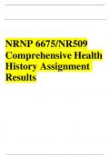 NRNP 6675/NR509 Comprehensive Health History Assignment Results