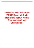 2023/2024 Hesi Pediatrics (PEDS) Exam V1 & V2: Brand New Q&A + Actual Pics Included!! A+ Guaranteed!!