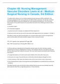 Chapter 40: Nursing Management: Vascular Disorders Lewis et al.: Medical-Surgical Nursing in Canada, 3rd Edition | Questions and Answers with complete solution