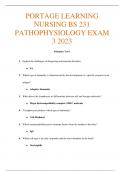 PORTAGE LEARNING  NURSING BS 231 PATHOPHYSIOLOGY EXAM  3 2023