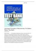 Test Bank for Lehninger Principles of Biochemistry 7th Edition by Nelson (complete, questions/answers/rationales) | Lehninger Principles of Biochemistry 7th Edition Nelson Test Bank