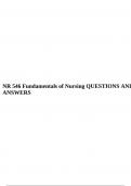 NR 546 Fundamentals of Nursing QUESTIONS AND ANSWERS.